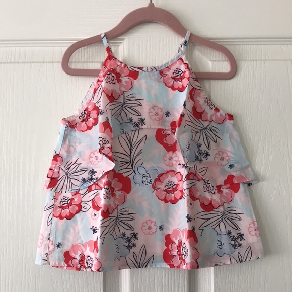 Janie and Jack Floral Top - Blue / Red/ White - Size 4 - Picture 1 of 7